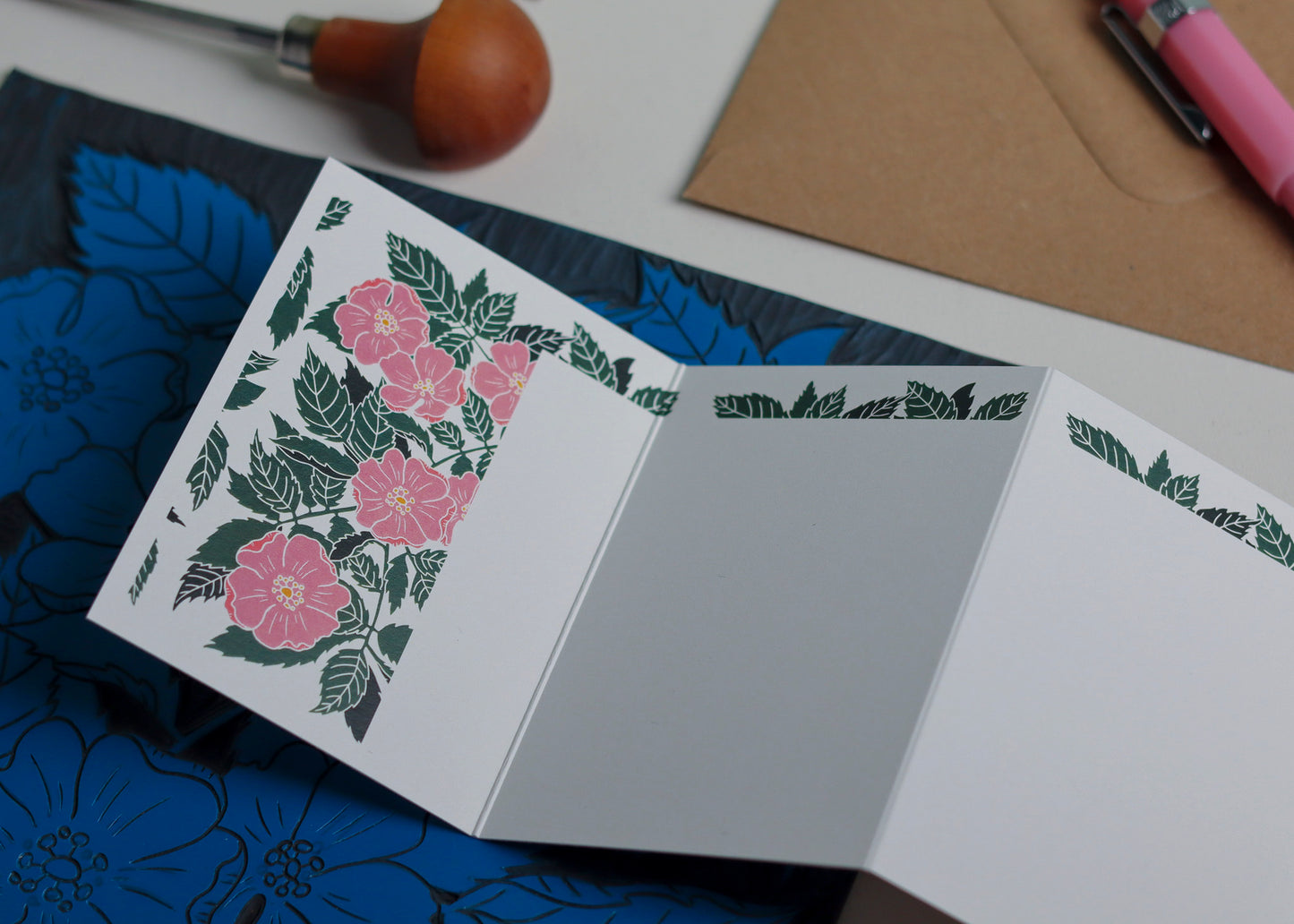 Dog Rose Garland Card | Single Card & Envelope