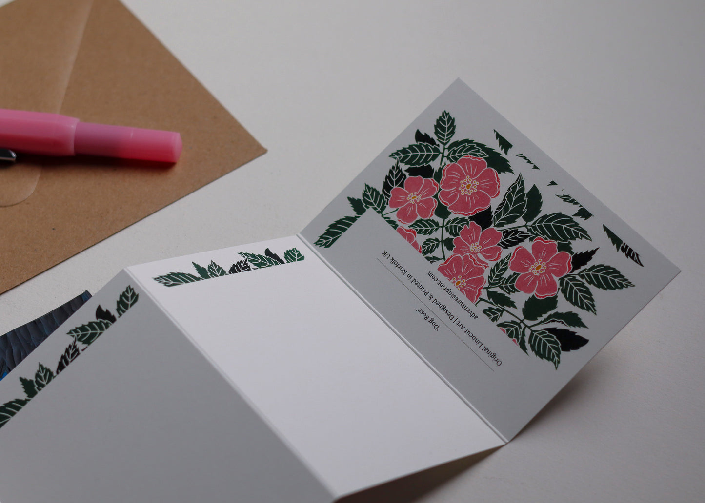 Dog Rose Garland Card | Single Card & Envelope