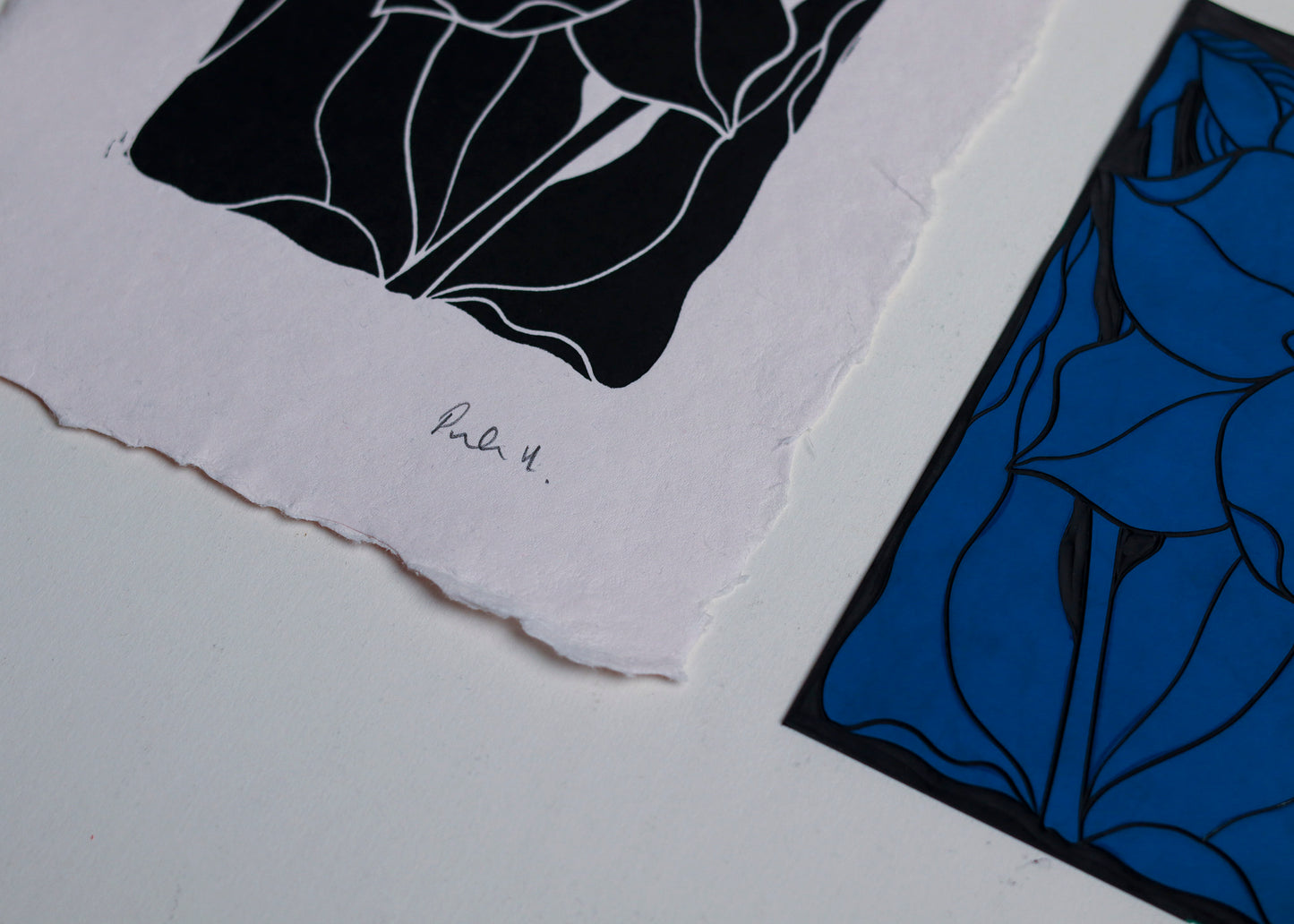 Dancing Daffodil Linocut | Handprinted A5 Art Print on Cotton Rag Paper