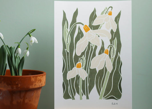 Snowdrops in the Garden | Art Print on Cotton Paper