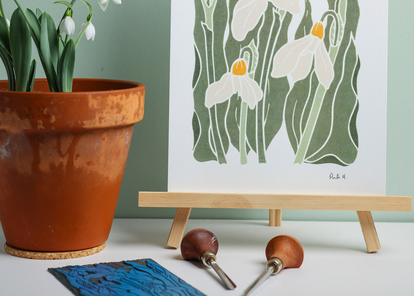 Snowdrops in the Garden | Art Print on Cotton Paper