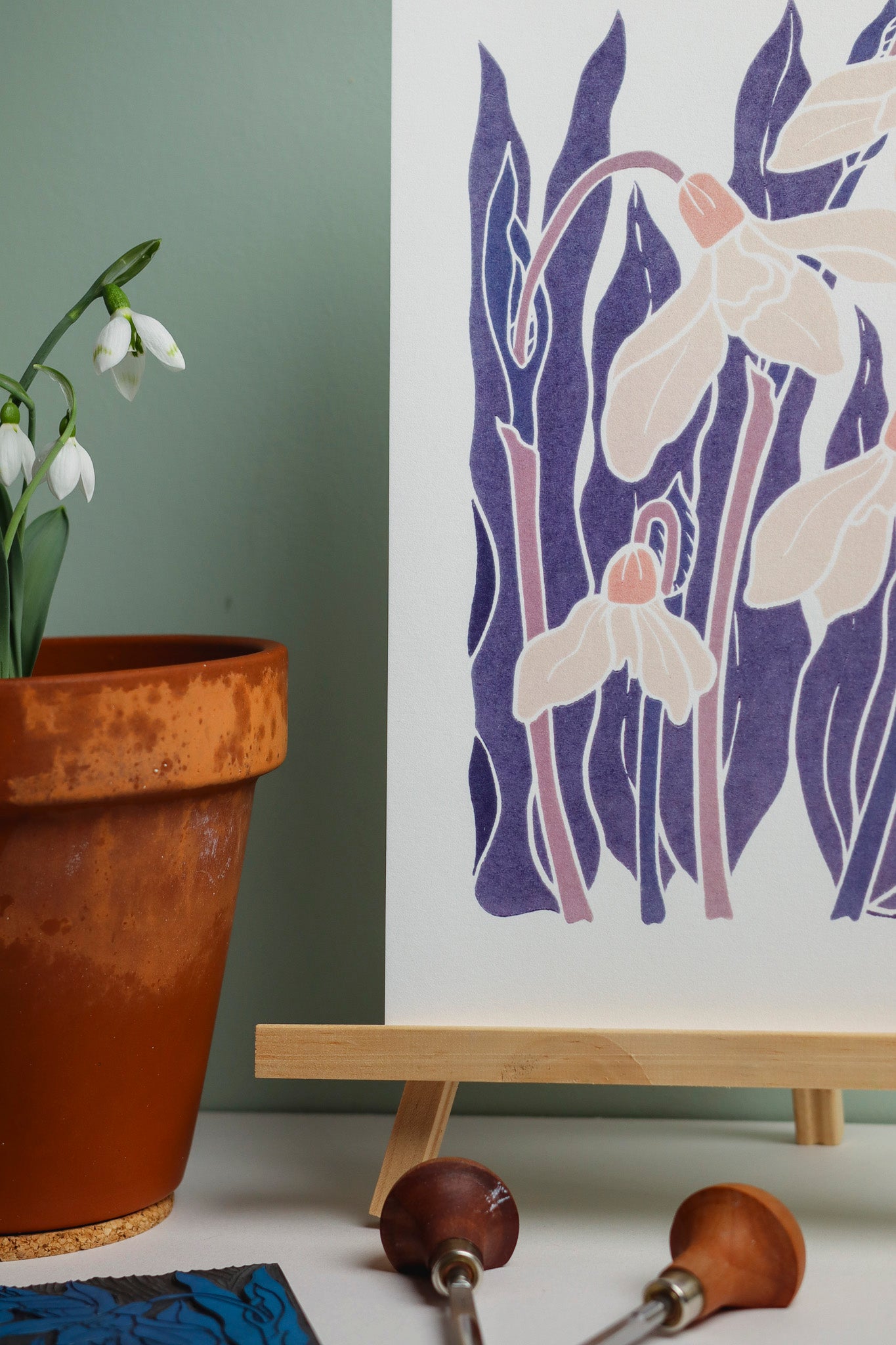 Snowdrops in the Night Garden | Art Print on Cotton Paper