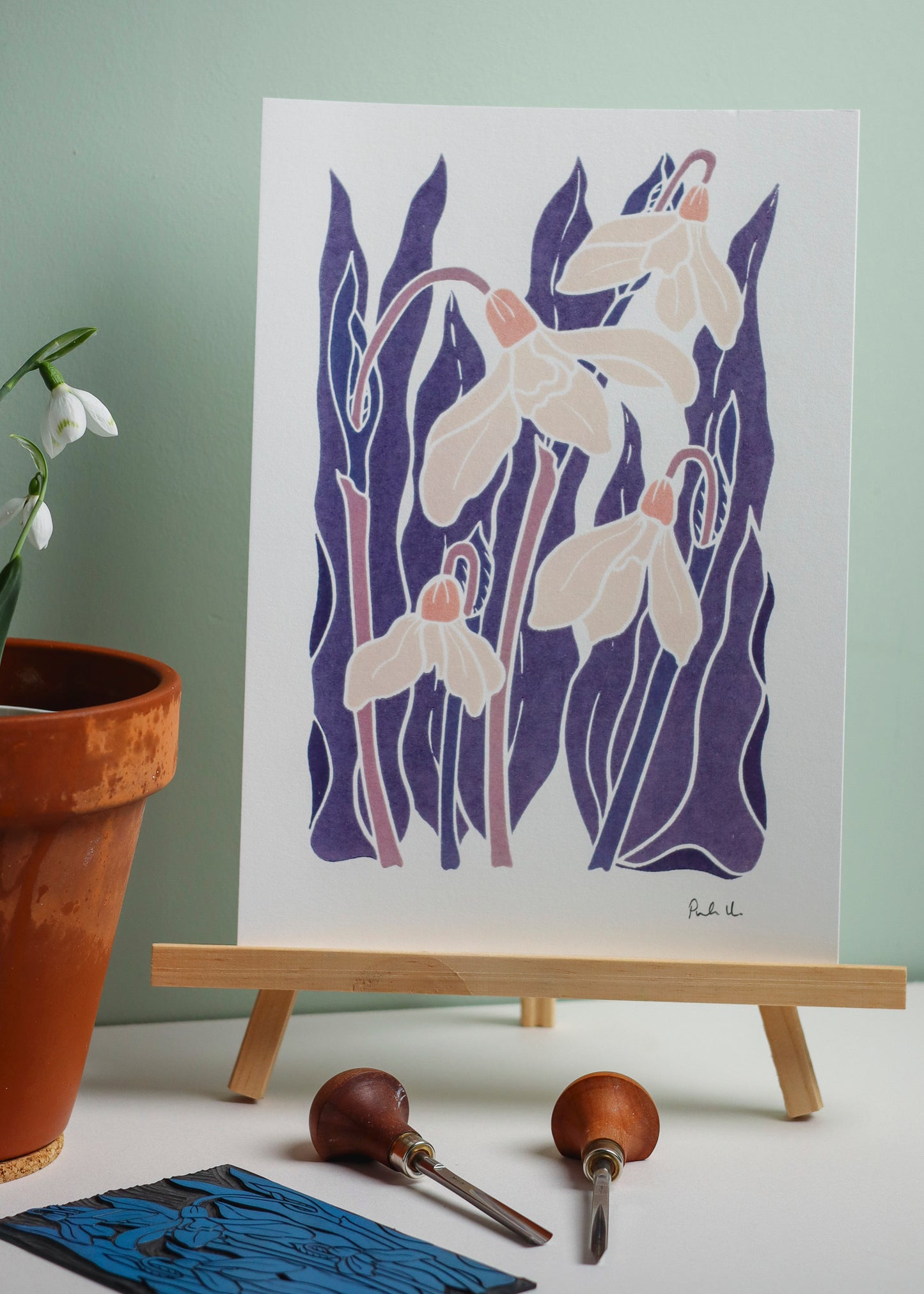 Snowdrops in the Night Garden | Art Print on Cotton Paper