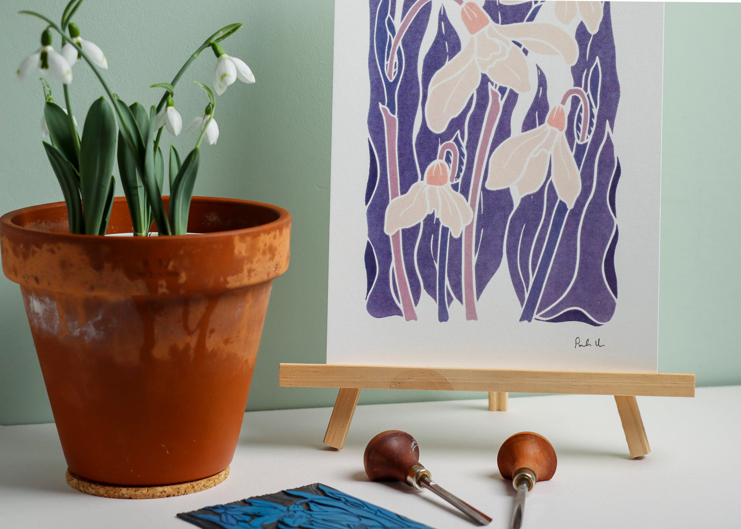 Snowdrops in the Night Garden | Art Print on Cotton Paper