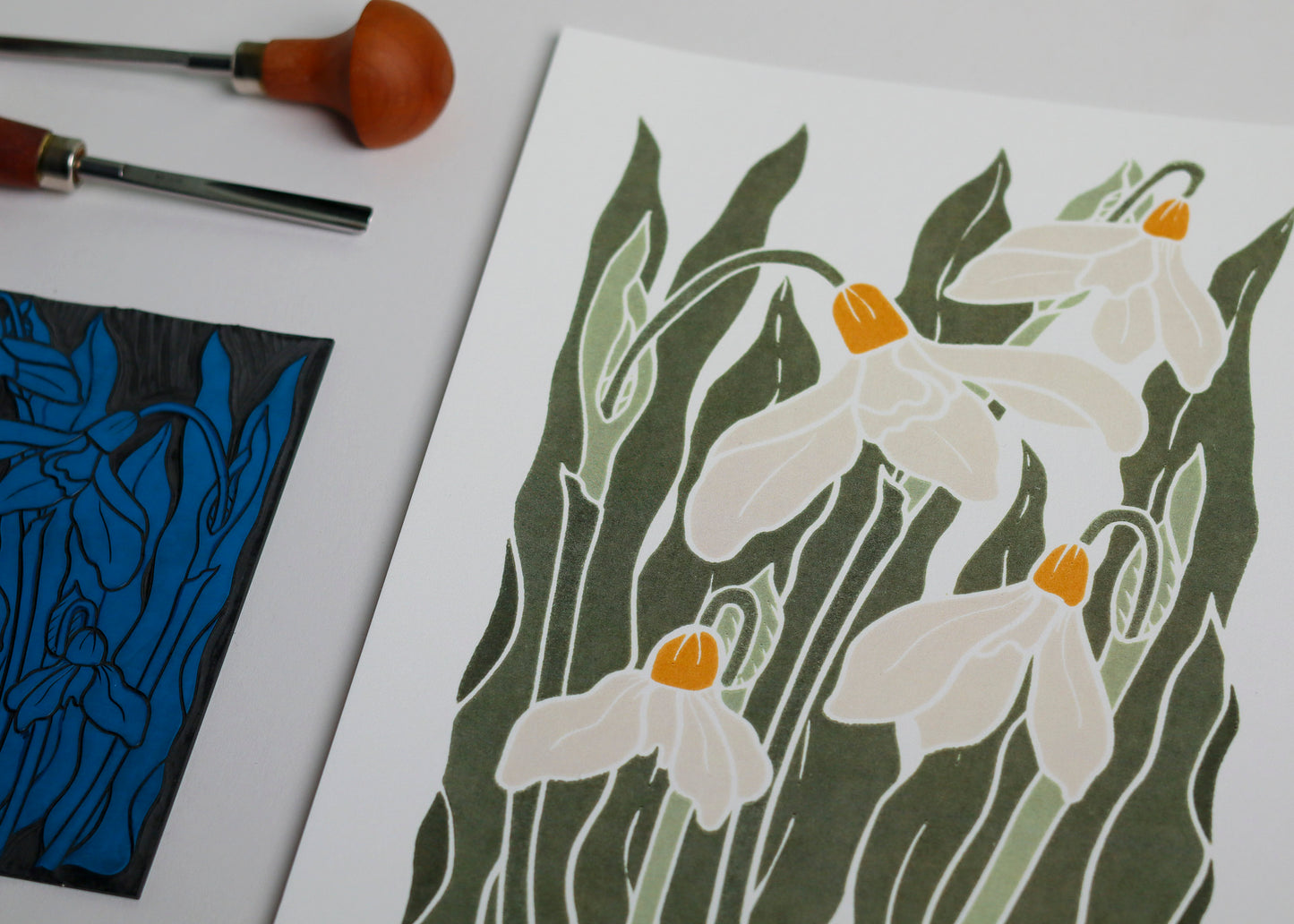 Snowdrops in the Garden | Art Print on Cotton Paper