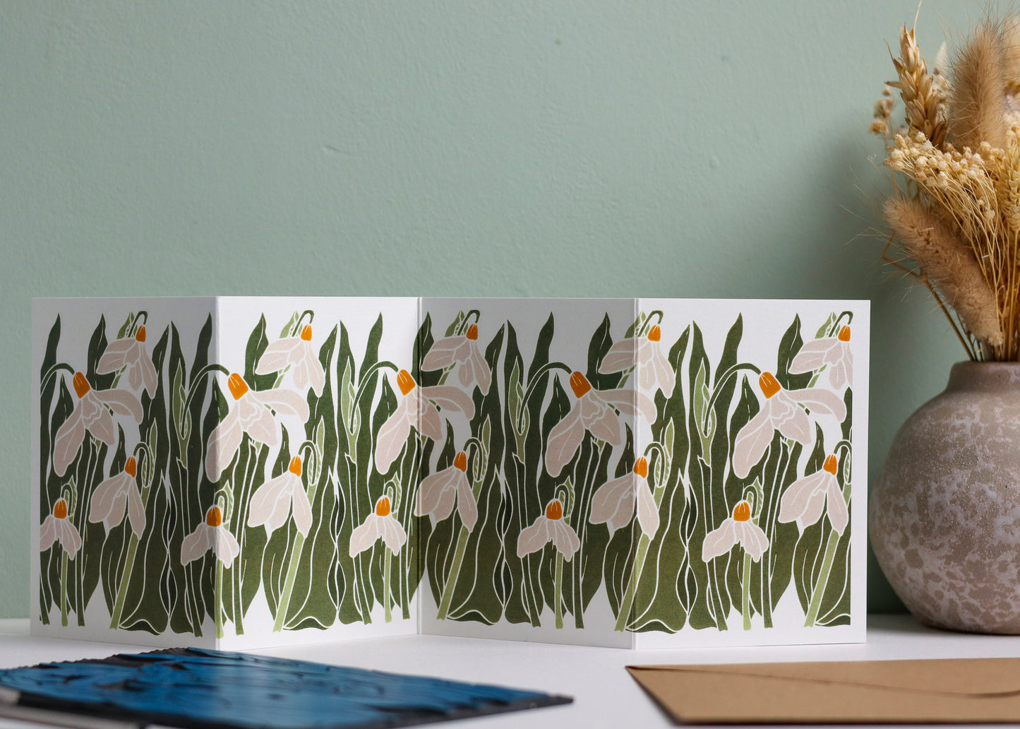 Snowdrops in the Garden Garland Card | Single Card & Envelope