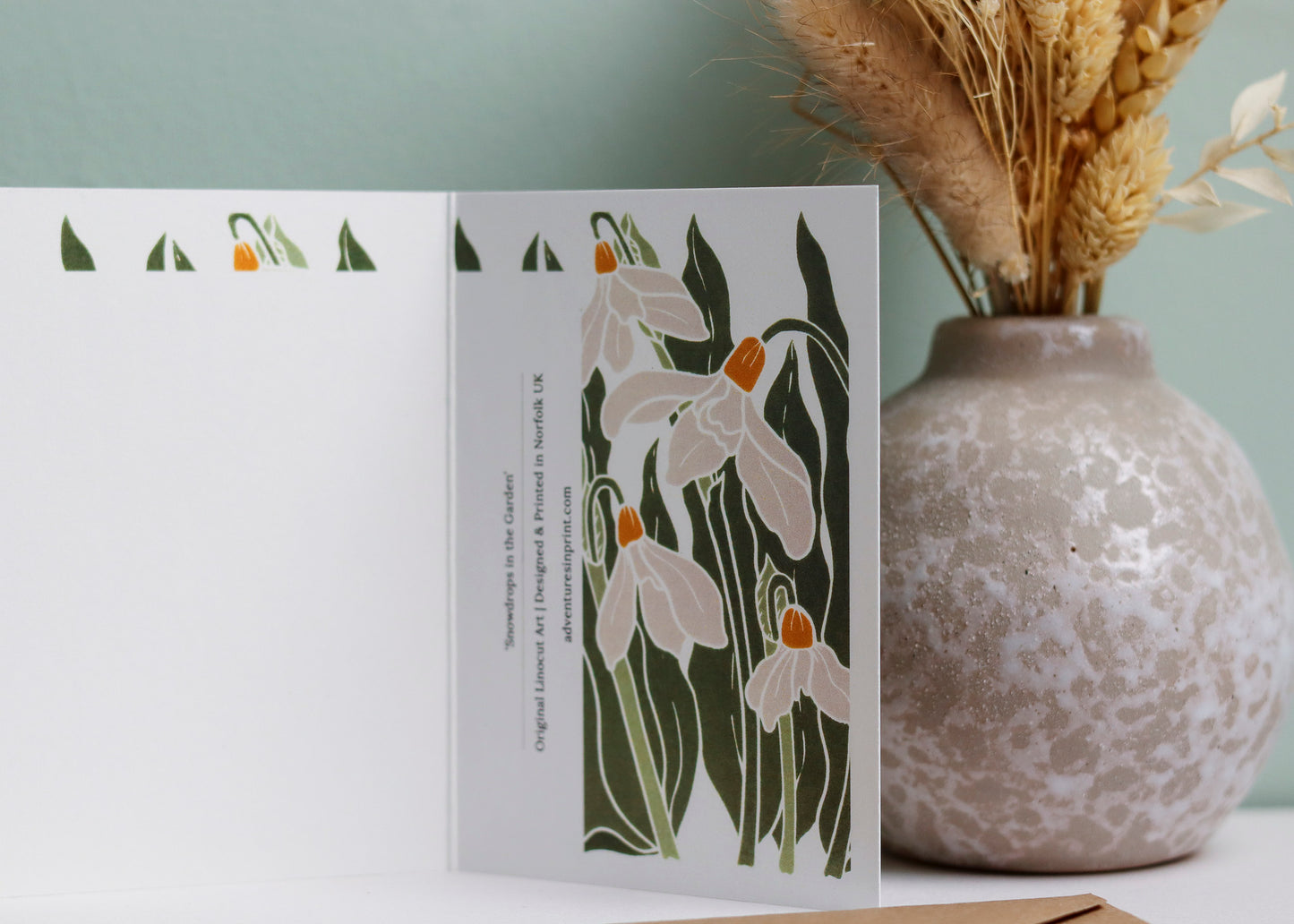 Snowdrops in the Garden Garland Card | Single Card & Envelope
