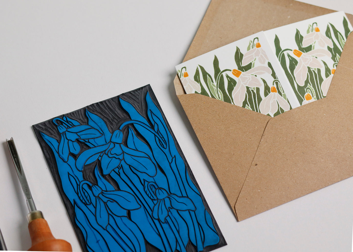 Snowdrops in the Garden Garland Card | Single Card & Envelope