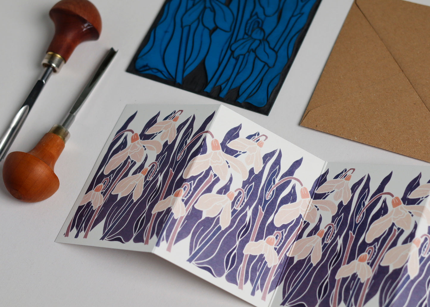 Snowdrops in the Night Garden Garland Card | Single Card & Envelope