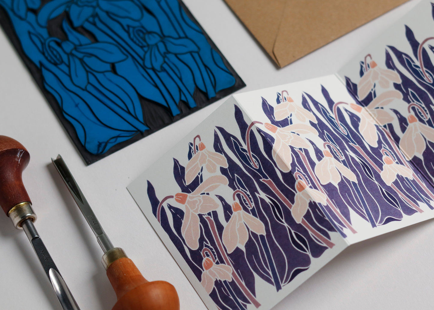 Snowdrops in the Night Garden Garland Card | Single Card & Envelope