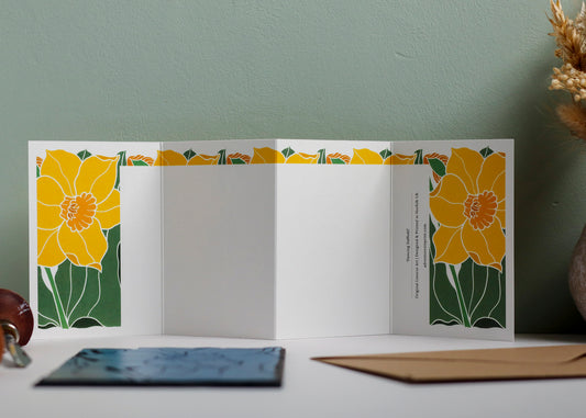 Dancing Daffodil Garland Card | Single Card & Envelope