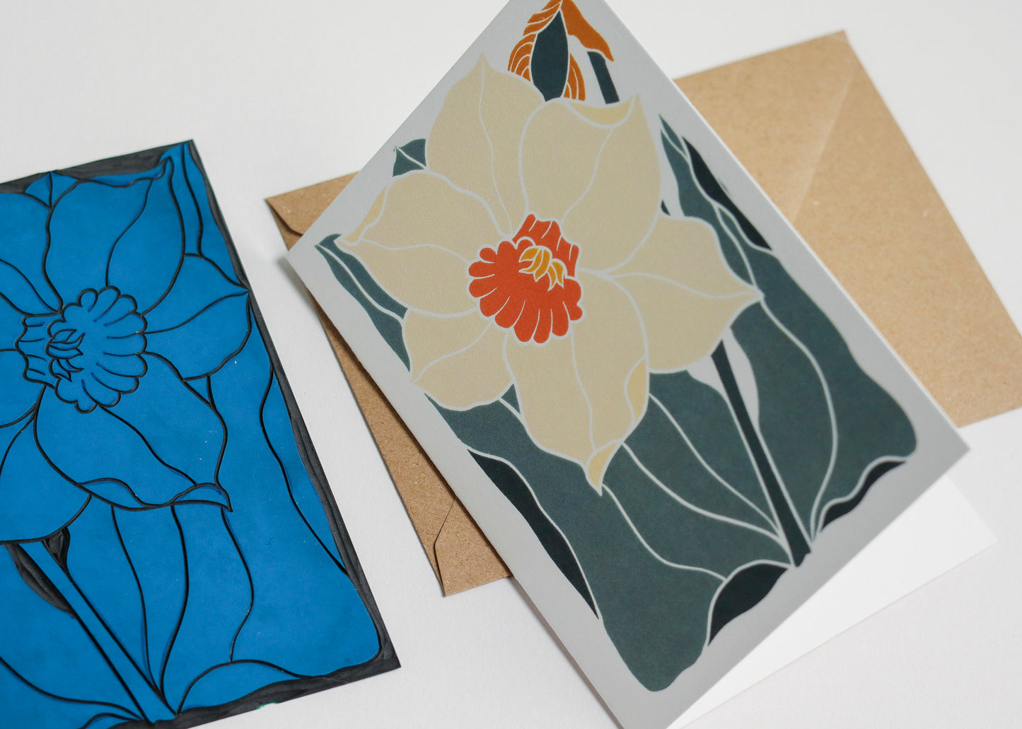 Dancing Bright Daffodil Luxury Cotton Card | Single Card & Envelope