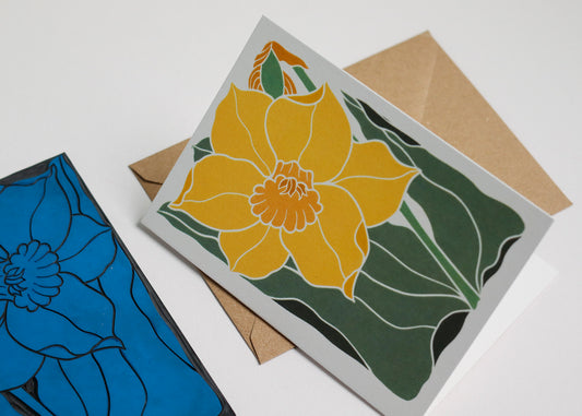 Dancing Daffodil Luxury Cotton Card | Single Card & Envelope