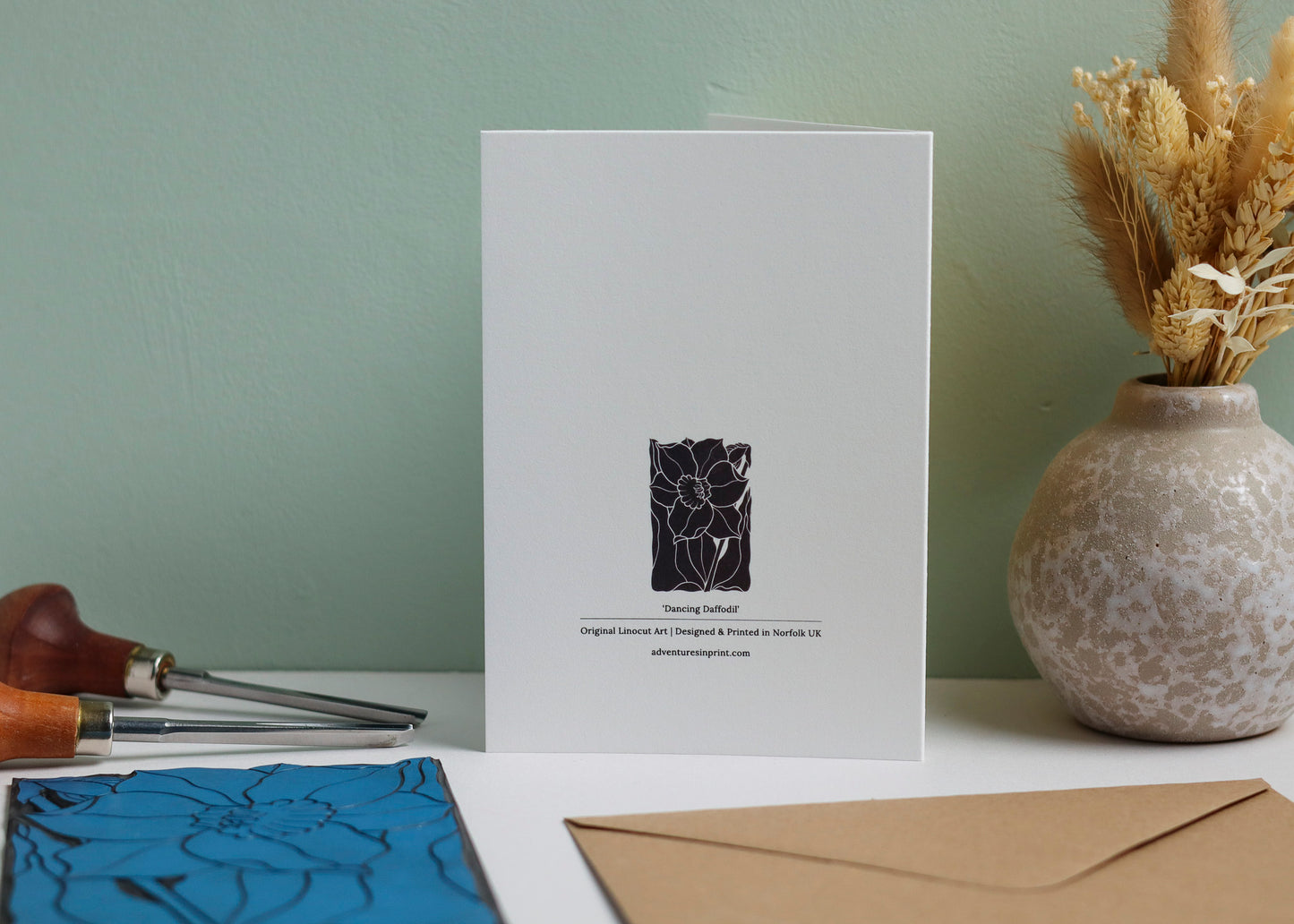 Dancing Daffodil Luxury Cotton Card | Single Card & Envelope