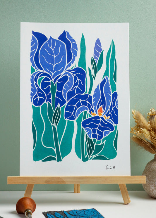 Iris in the Garden | Art Print on Cotton Paper
