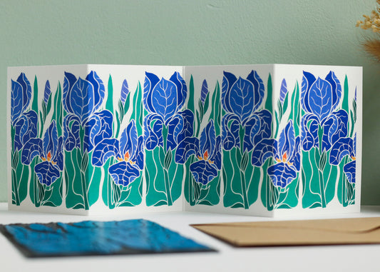 Iris in the Garden Garland Card | Single Card & Envelope