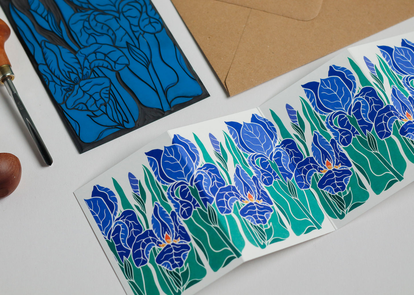 Iris in the Garden Garland Card | Single Card & Envelope