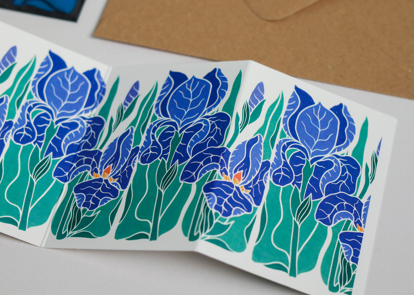 Iris in the Garden Garland Card | Single Card & Envelope