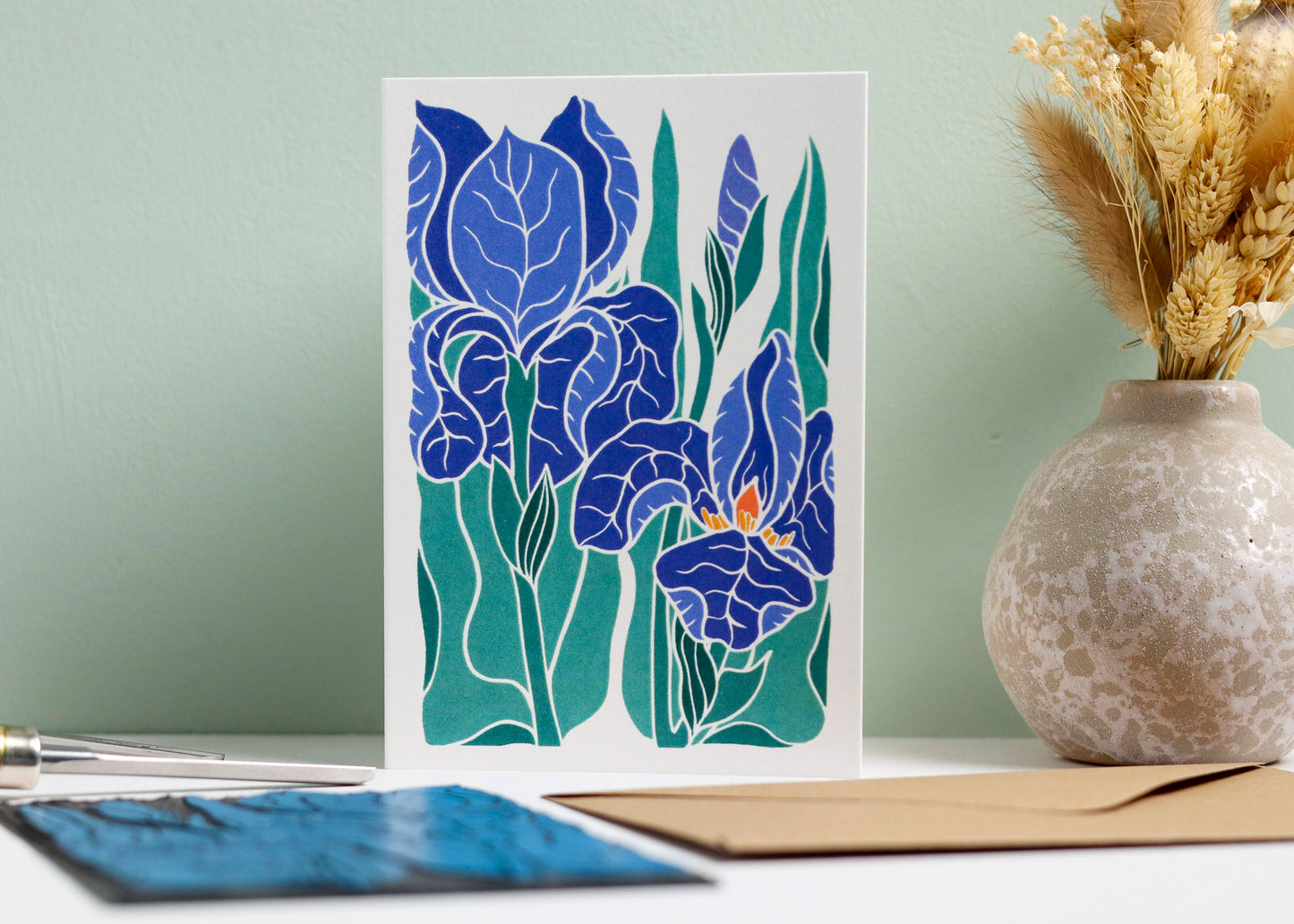 Iris in the Garden Luxury Cotton Card | Single Card & Envelope