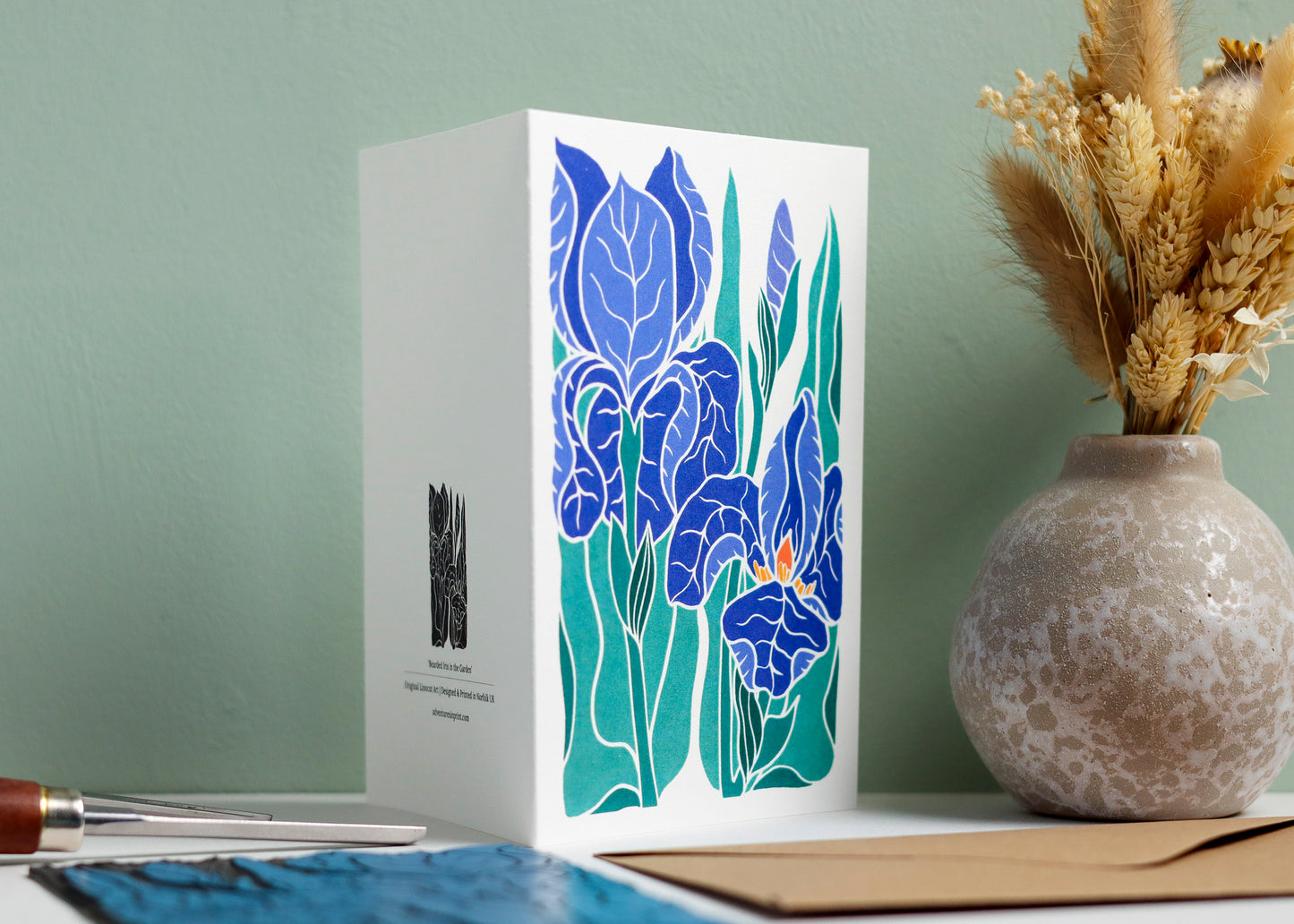 Iris in the Garden Luxury Cotton Card | Single Card & Envelope