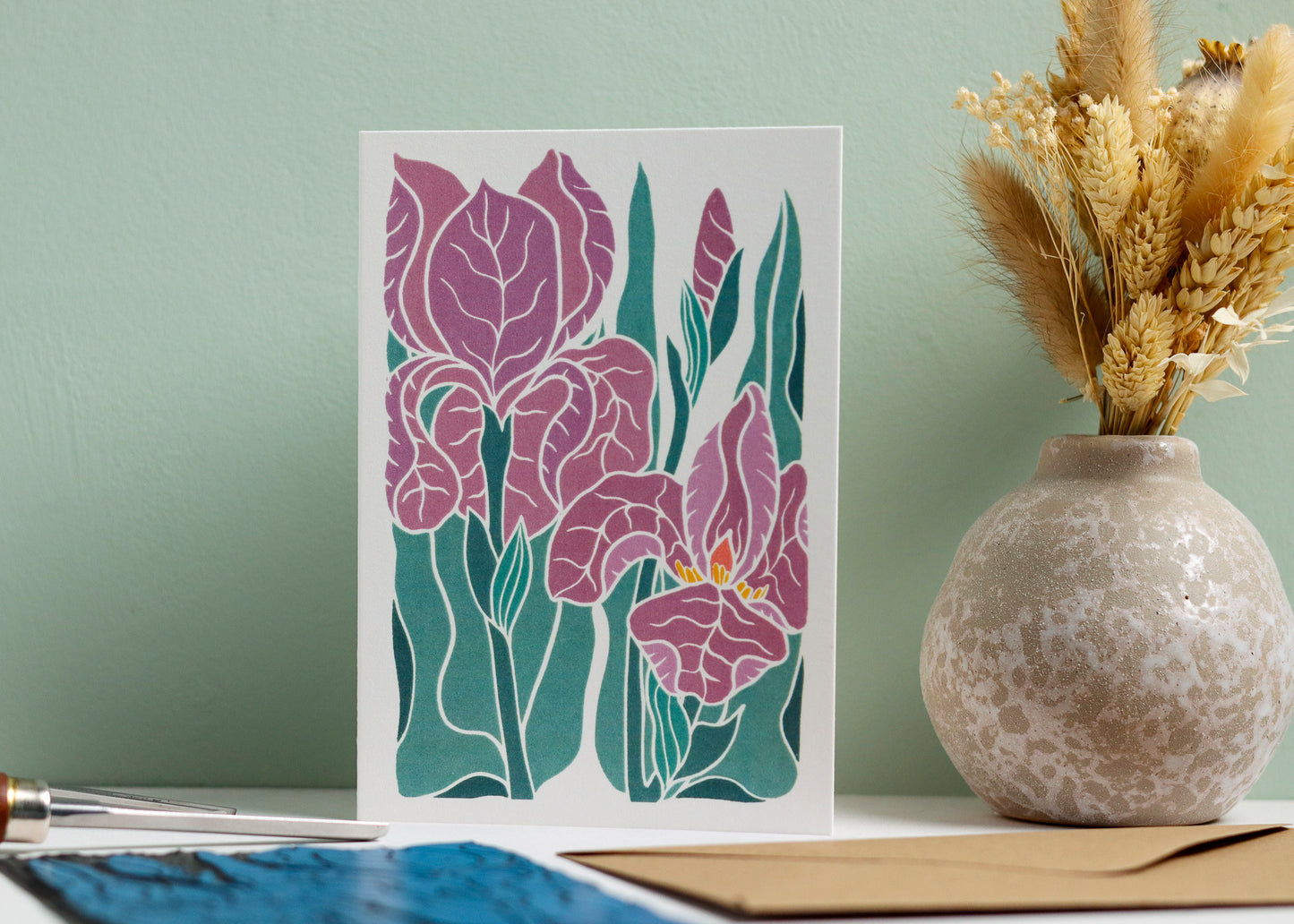 Iris at Dusk Luxury Cotton Card | Single Card & Envelope