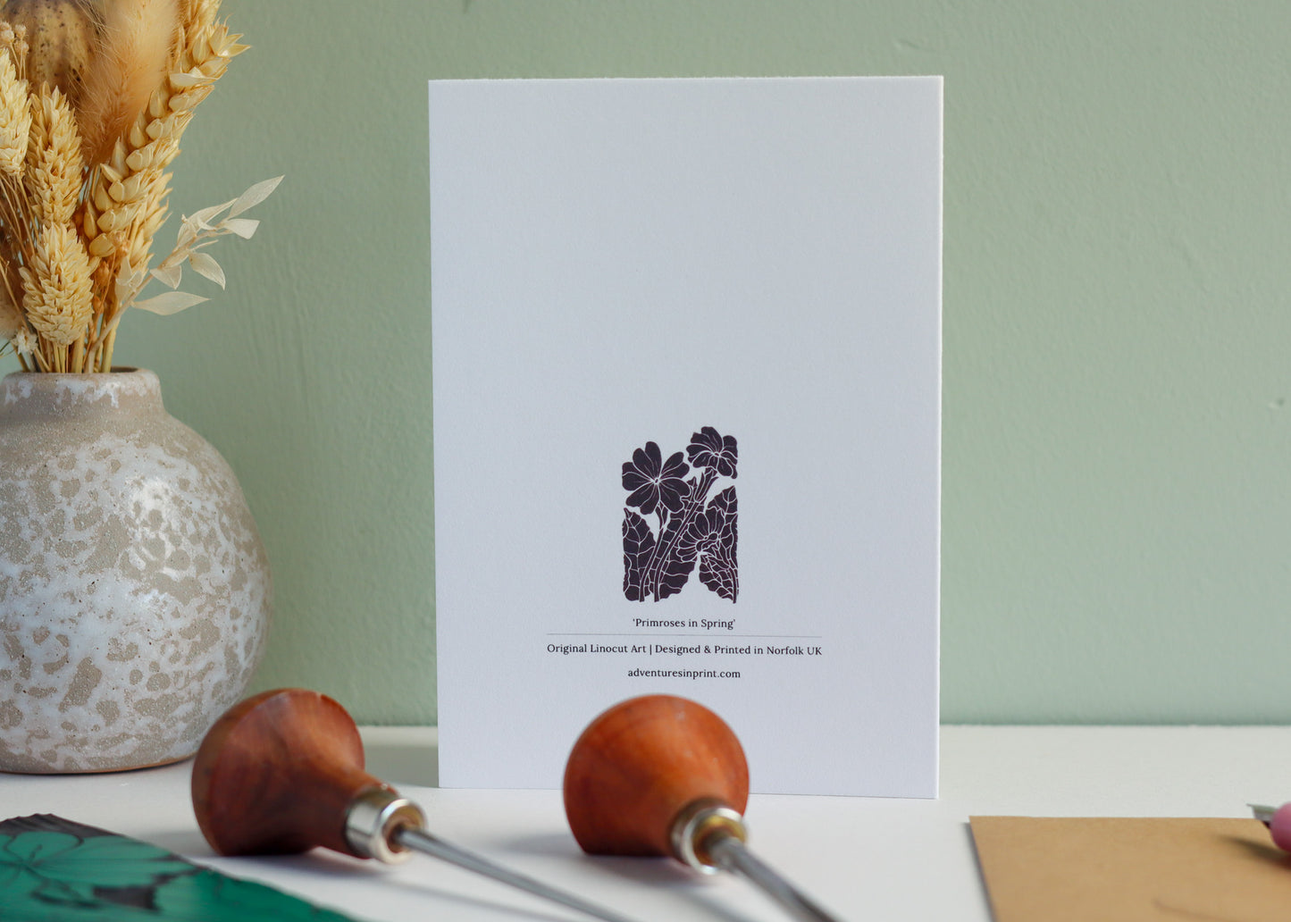 Primroses in Spring Luxury Cotton Card | Single Card & Envelope