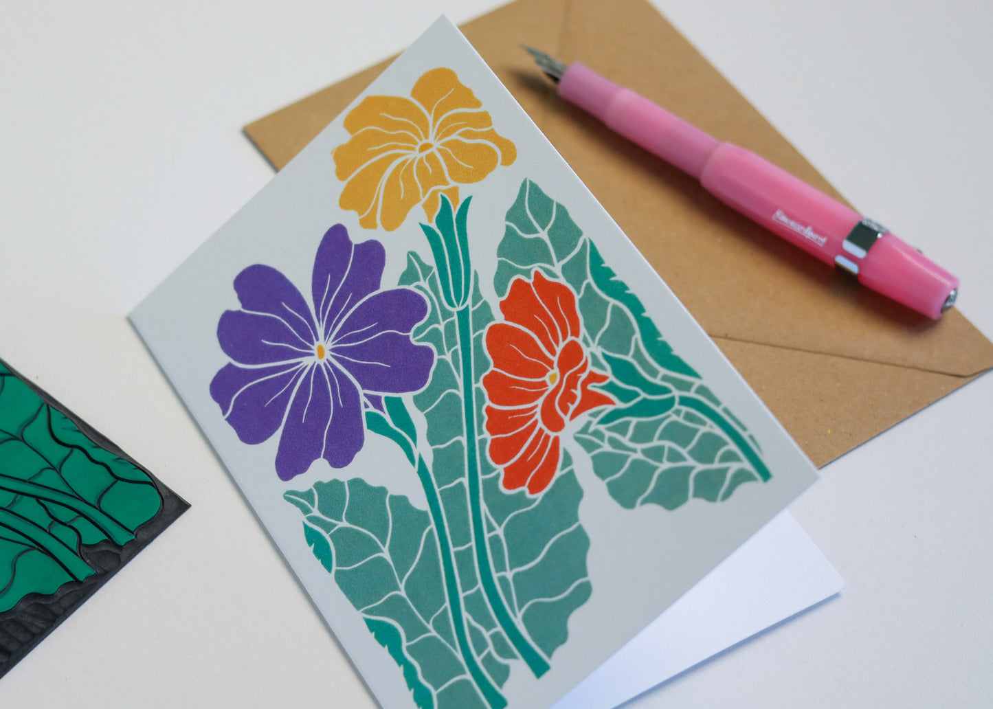 Primroses in Spring Luxury Cotton Card | Single Card & Envelope