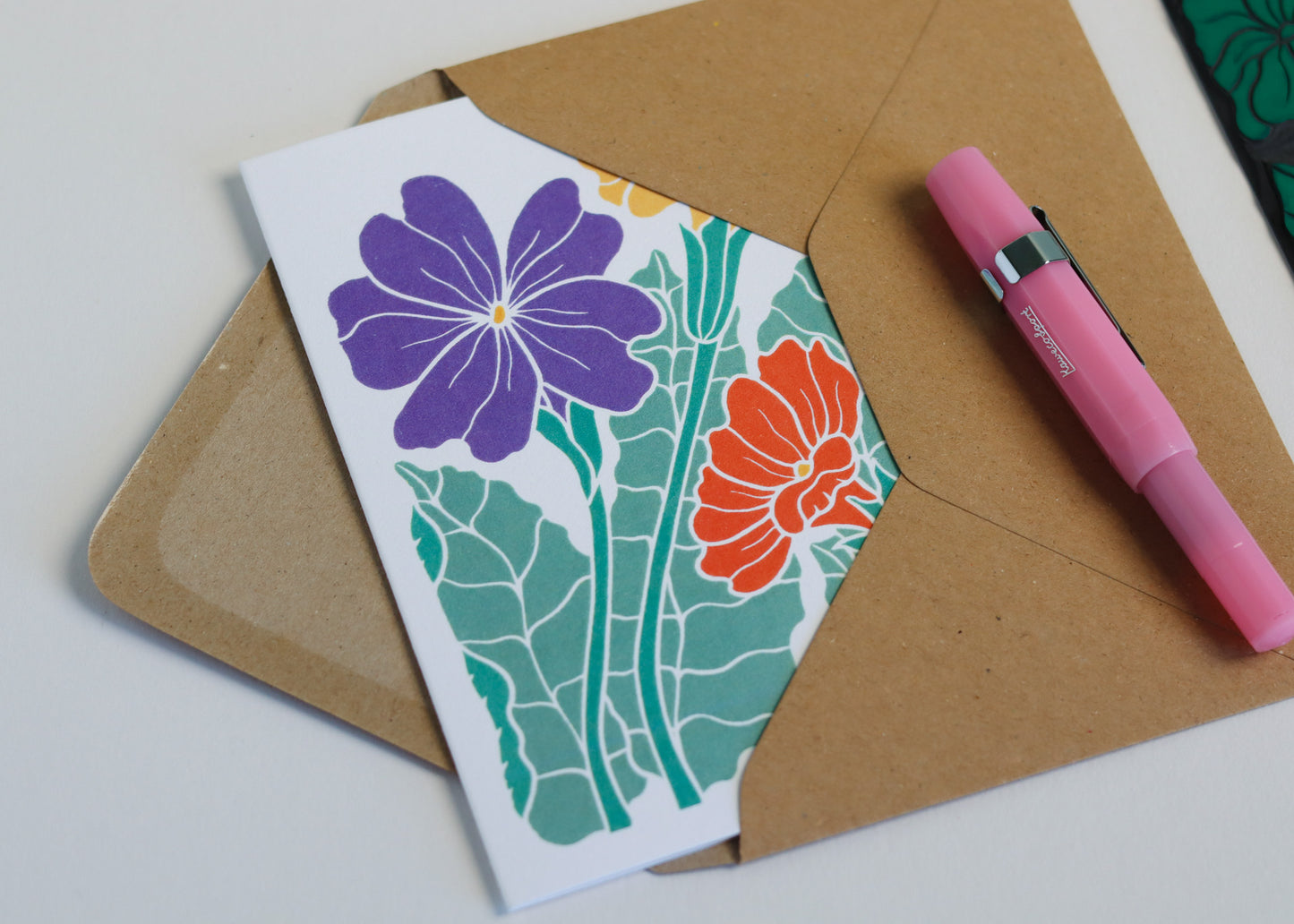 Primroses in Spring Luxury Cotton Card | Single Card & Envelope