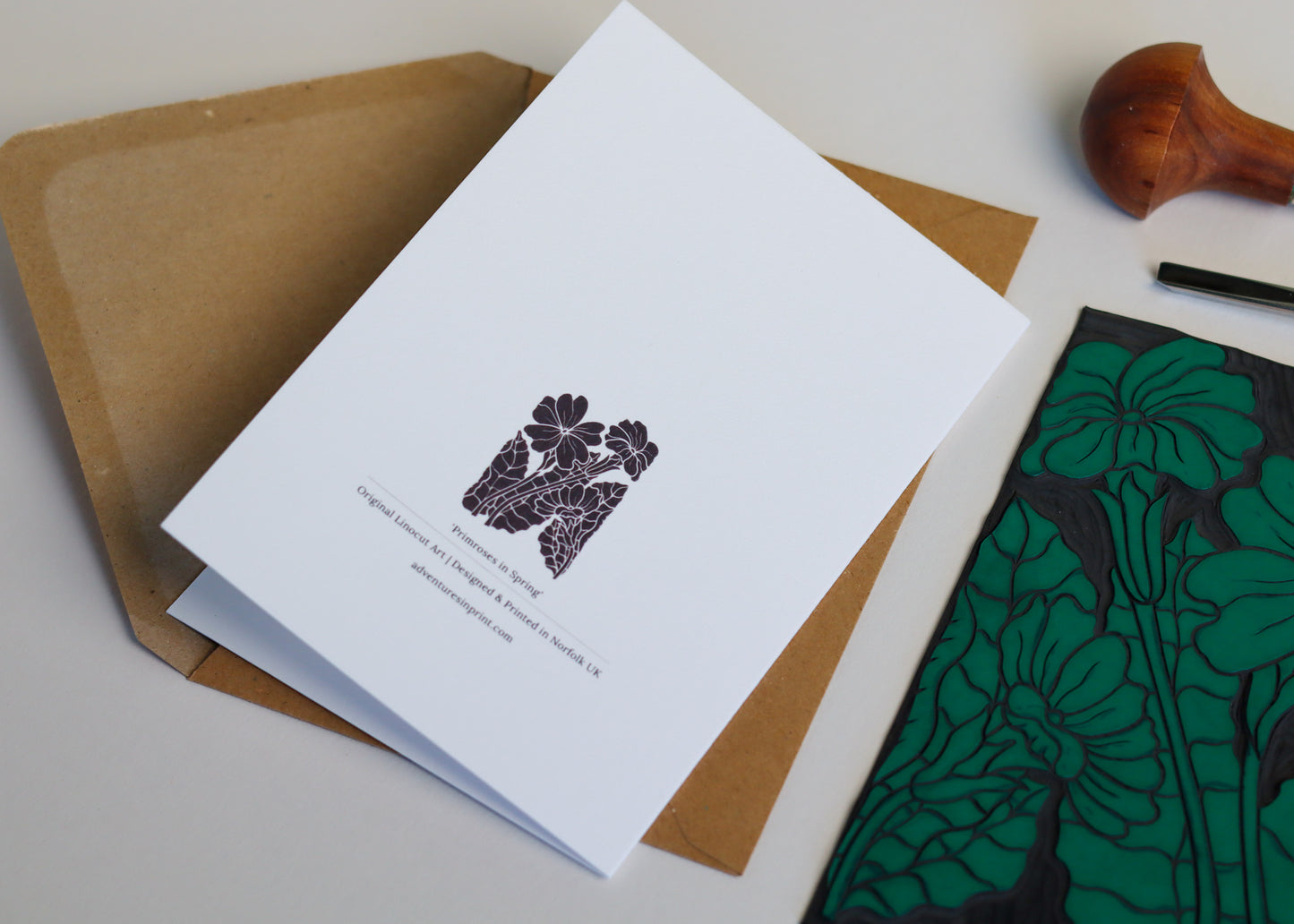 Primroses in Spring Luxury Cotton Card | Single Card & Envelope