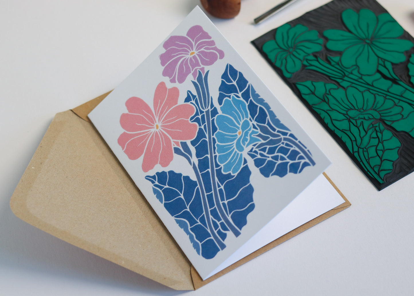 Primroses in Moonlight Luxury Cotton Card | Single Card & Envelope