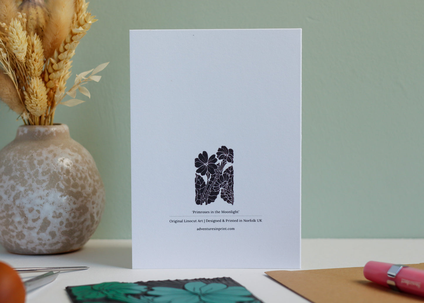 Primroses in Moonlight Luxury Cotton Card | Single Card & Envelope