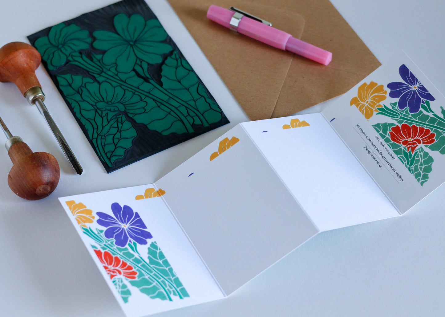 Primroses in Spring Garland Card | Single Card & Envelope