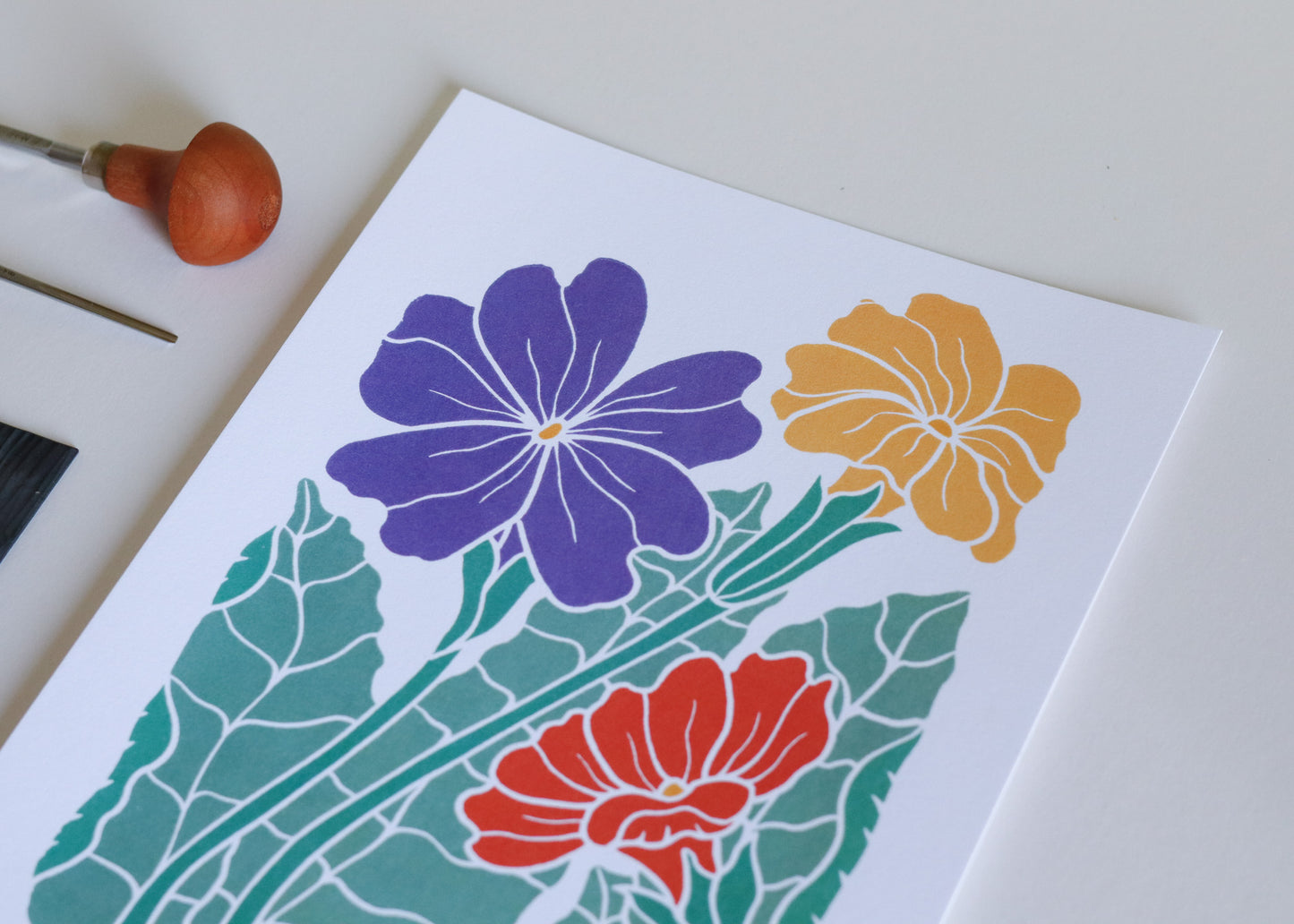 Primroses in Spring | Art Print on Cotton Paper