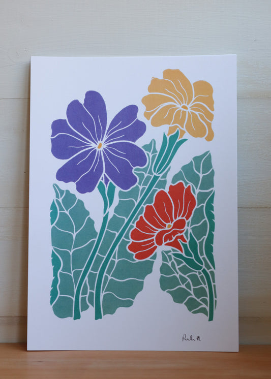 Primroses in Spring | Art Print on Cotton Paper