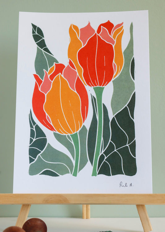 Sunset Tulips | Art Print on Cotton Paper