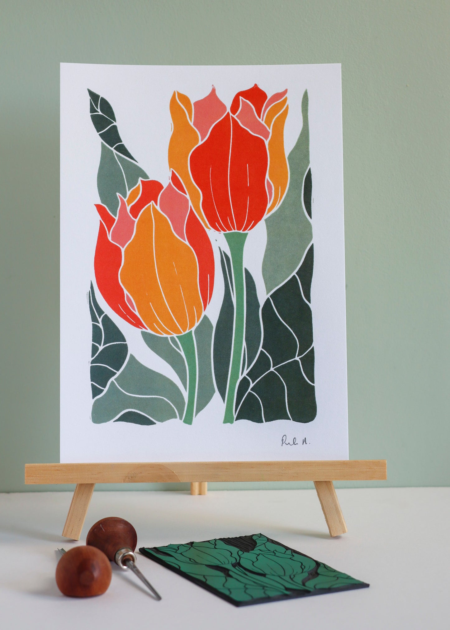 Sunset Tulips | Art Print on Cotton Paper