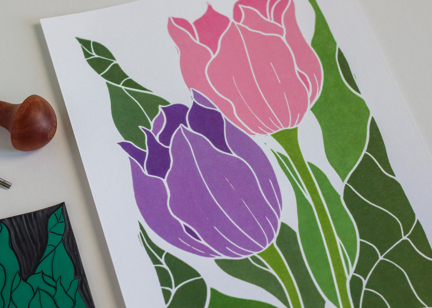 Tulips in the Border | Art Print on Cotton Paper