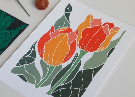 Sunset Tulips | Art Print on Cotton Paper