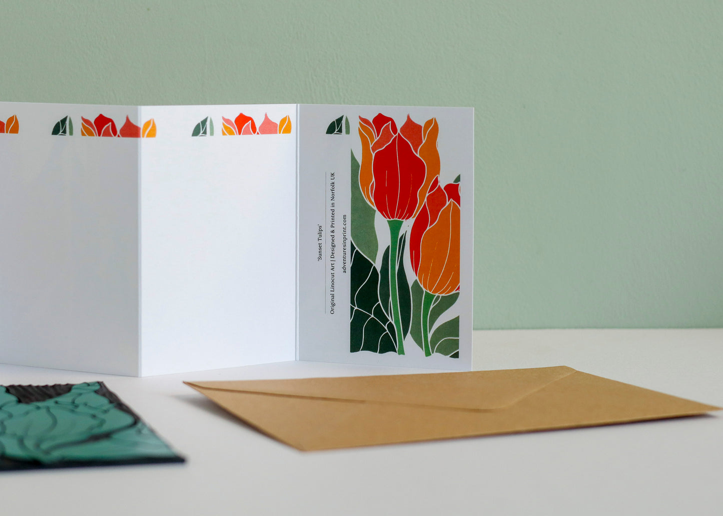 Sunset Tulips Garland Card | Single Card & Envelope