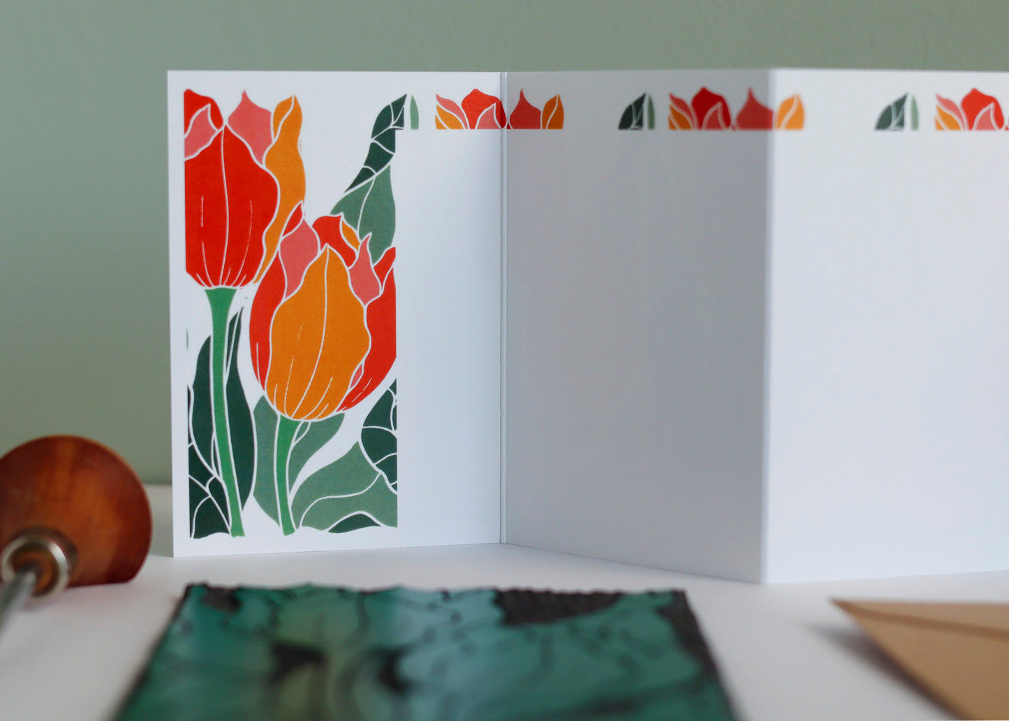 Sunset Tulips Garland Card | Single Card & Envelope