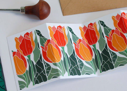 Sunset Tulips Garland Card | Single Card & Envelope