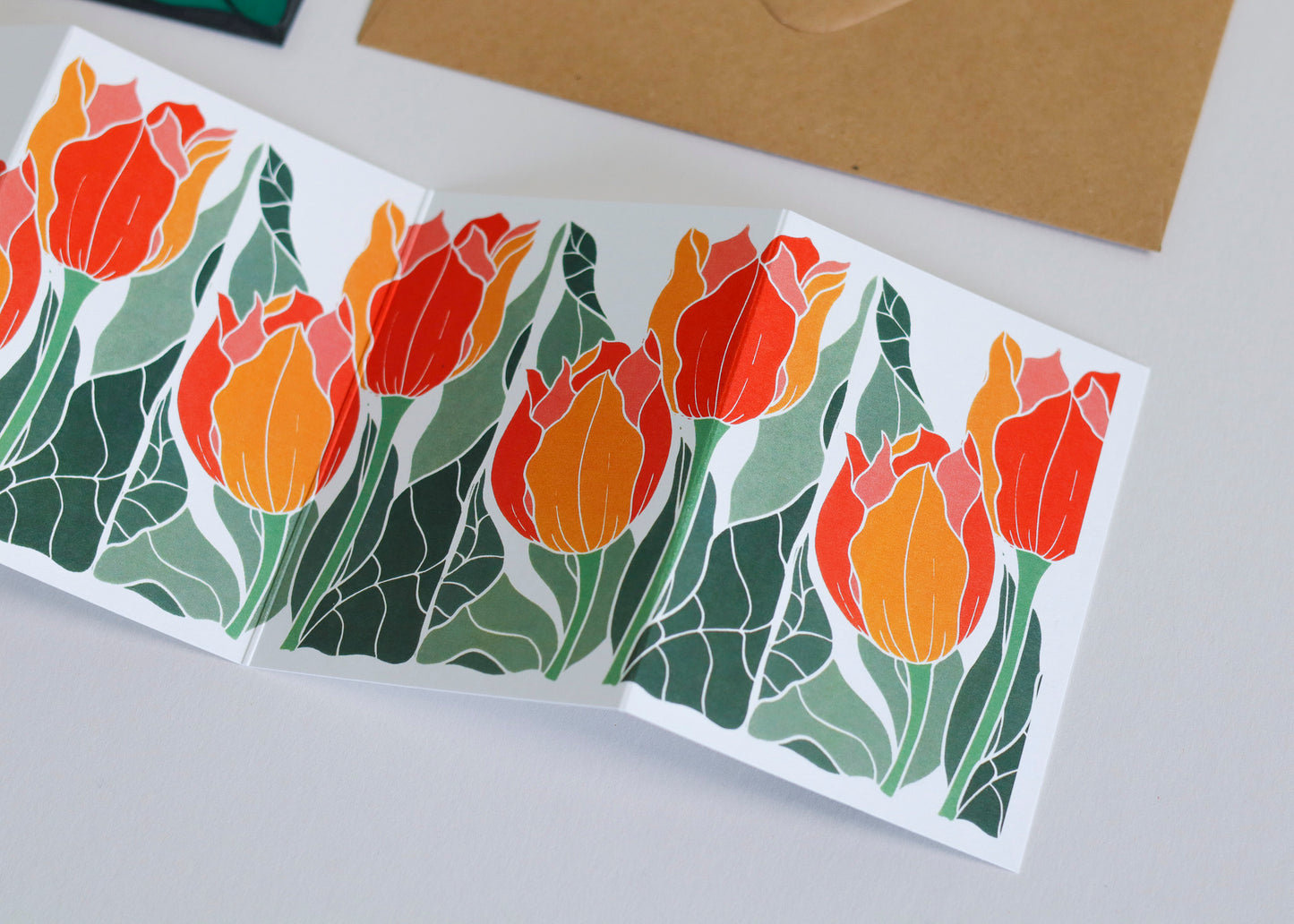 Sunset Tulips Garland Card | Single Card & Envelope