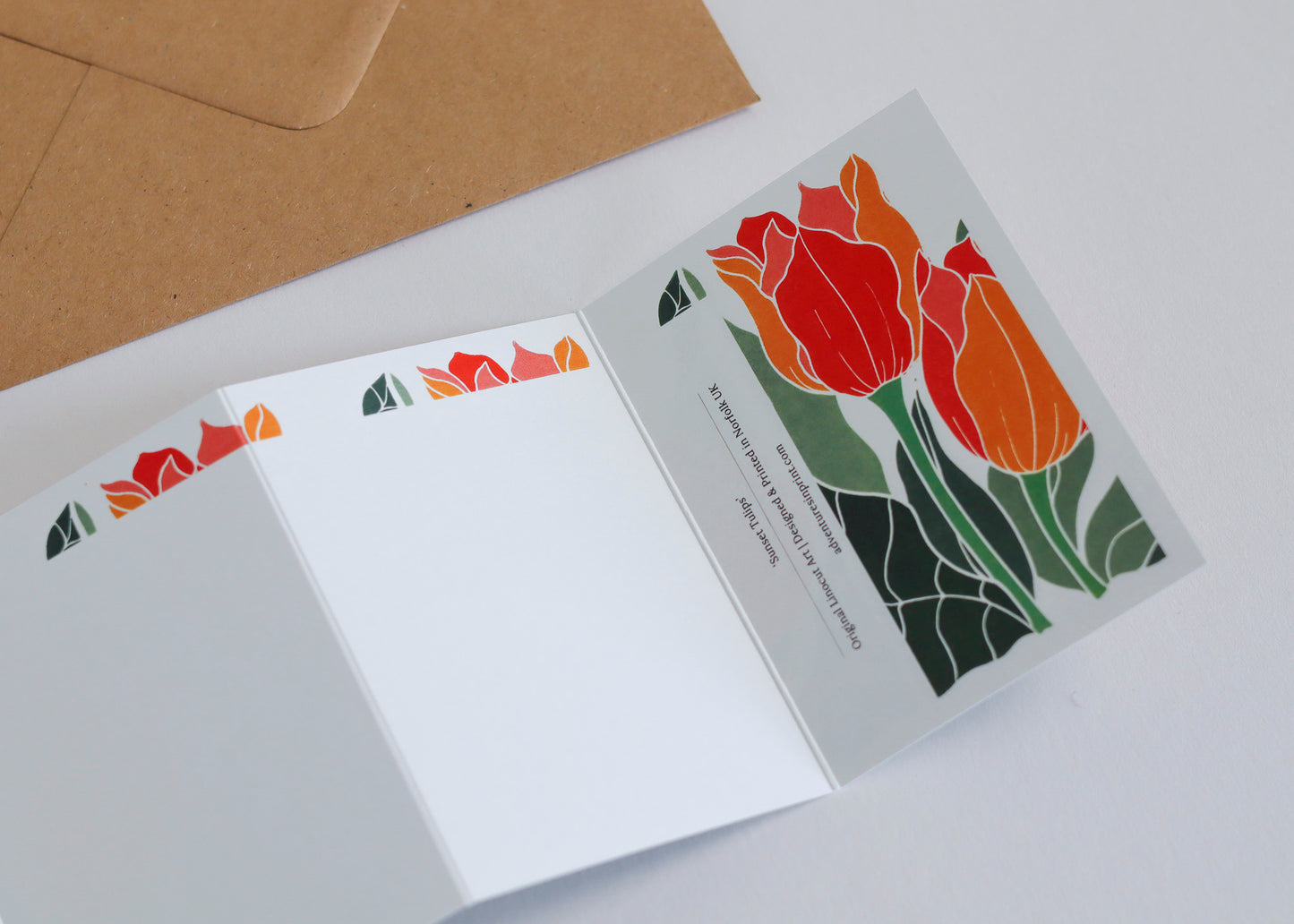 Sunset Tulips Garland Card | Single Card & Envelope