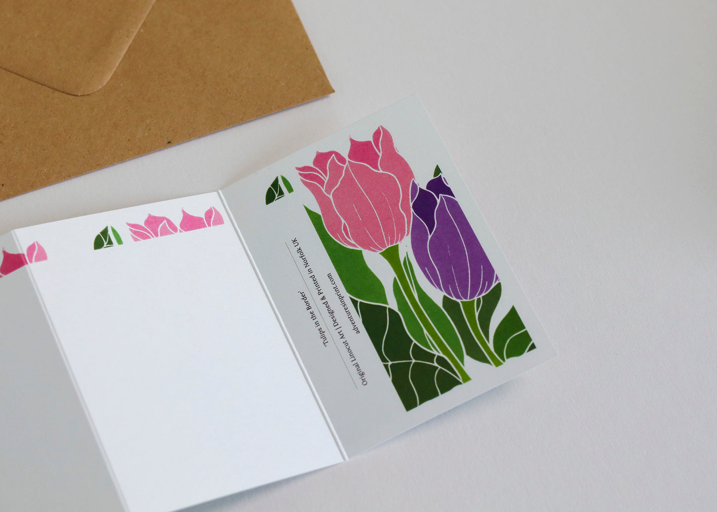 Tulips in the Border Garland Card | Single Card & Envelope