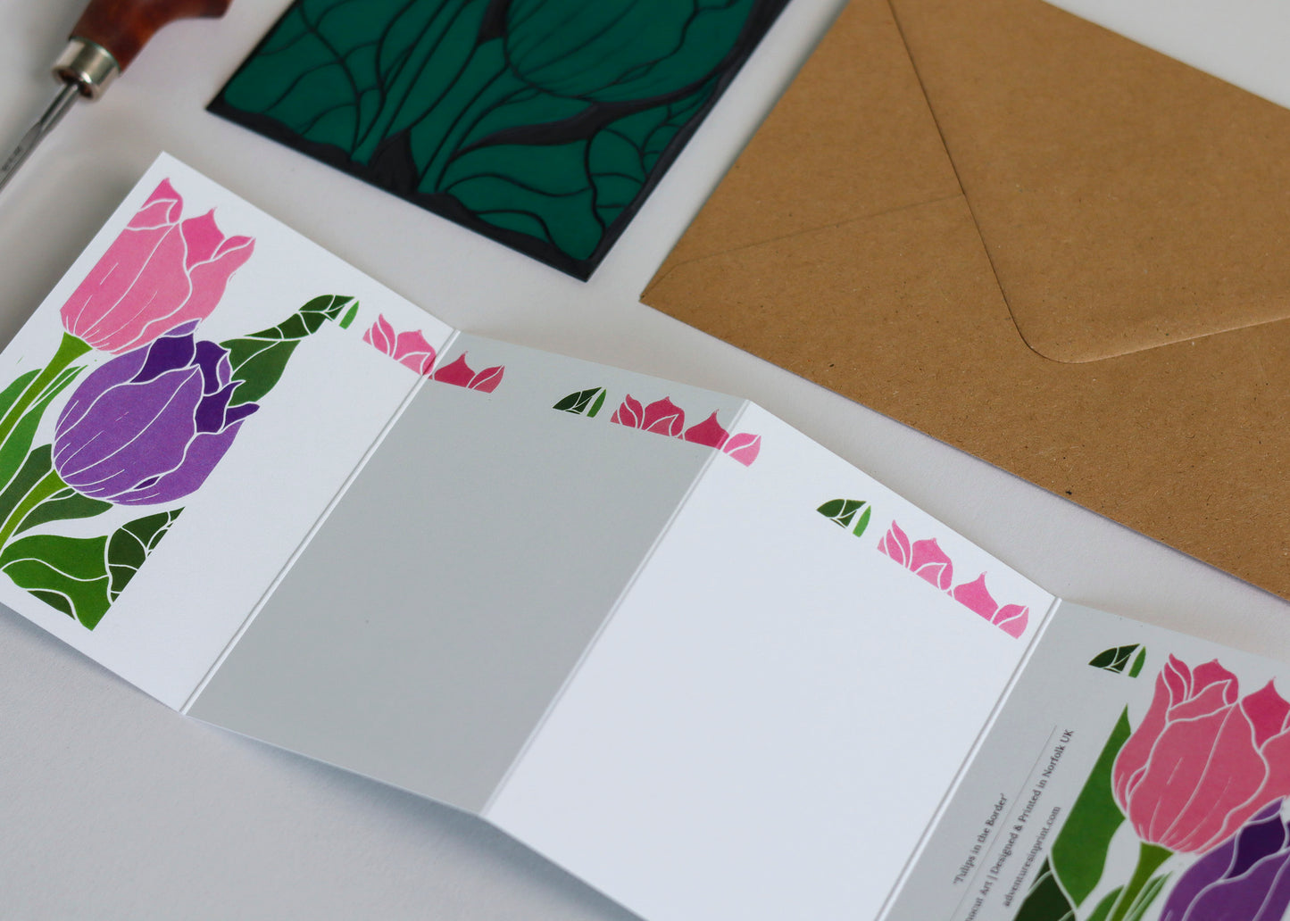 Tulips in the Border Garland Card | Single Card & Envelope