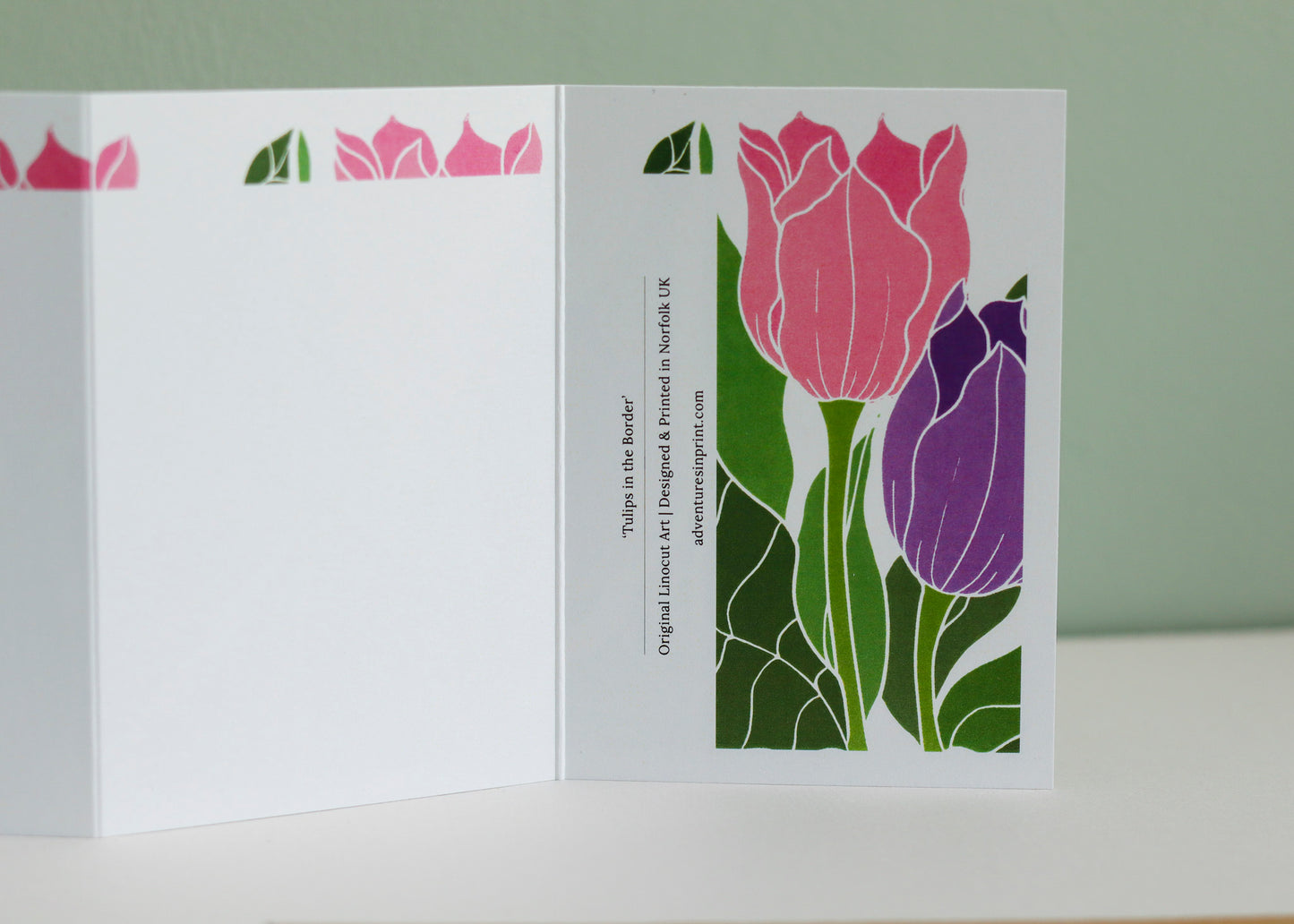 Tulips in the Border Garland Card | Single Card & Envelope
