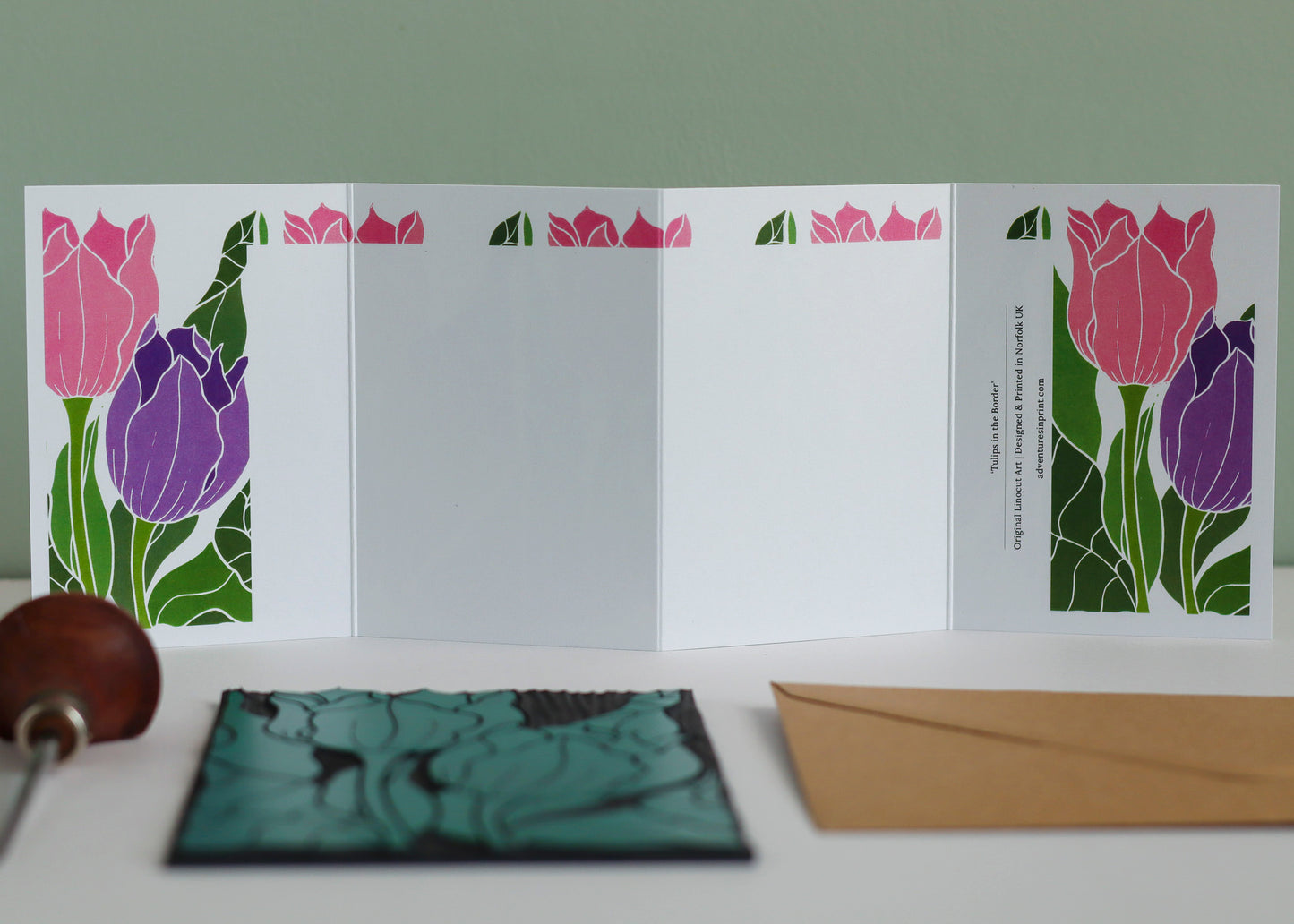 Tulips in the Border Garland Card | Single Card & Envelope