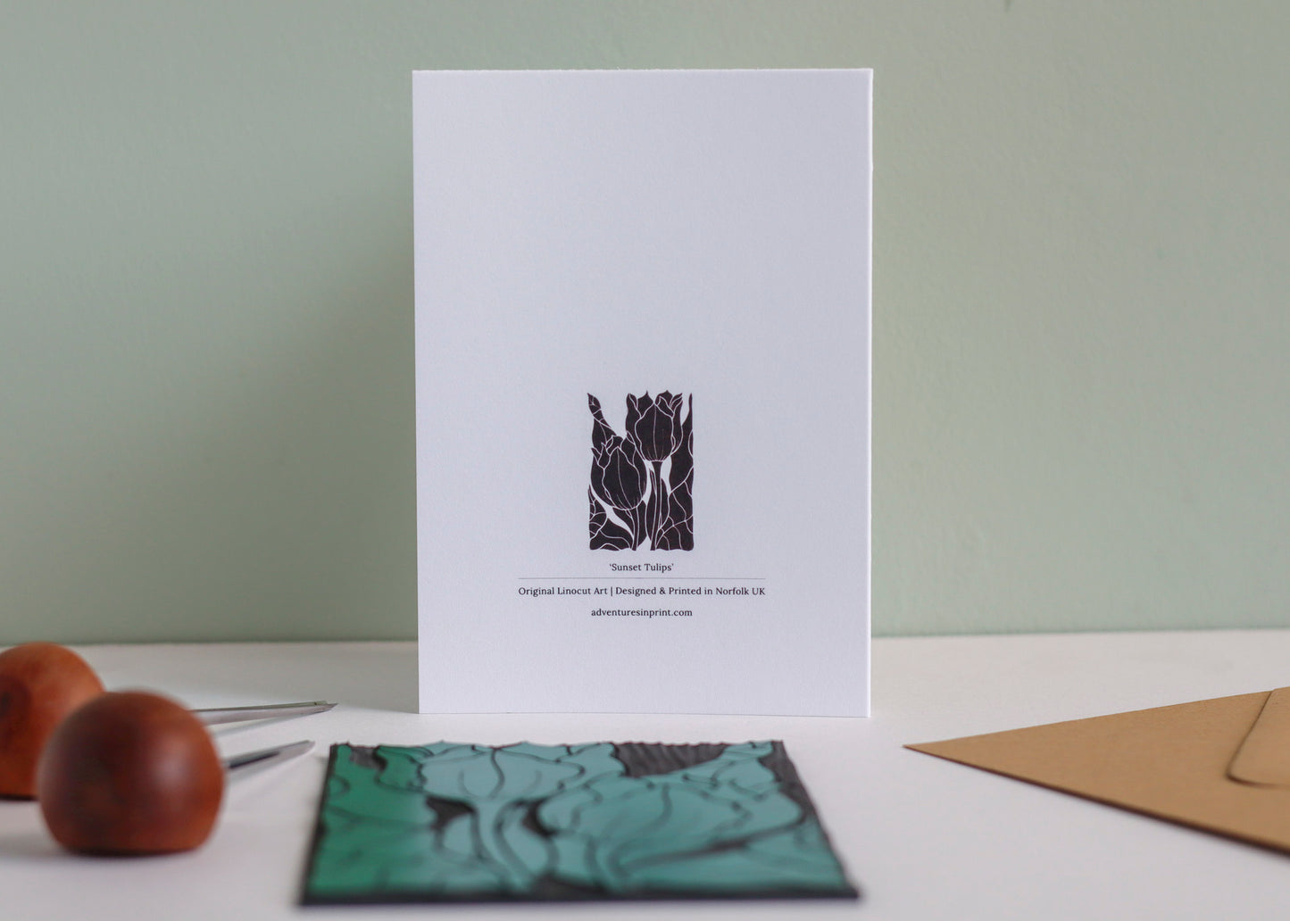 Sunset Tulips Luxury Cotton Card | Single Card & Envelope