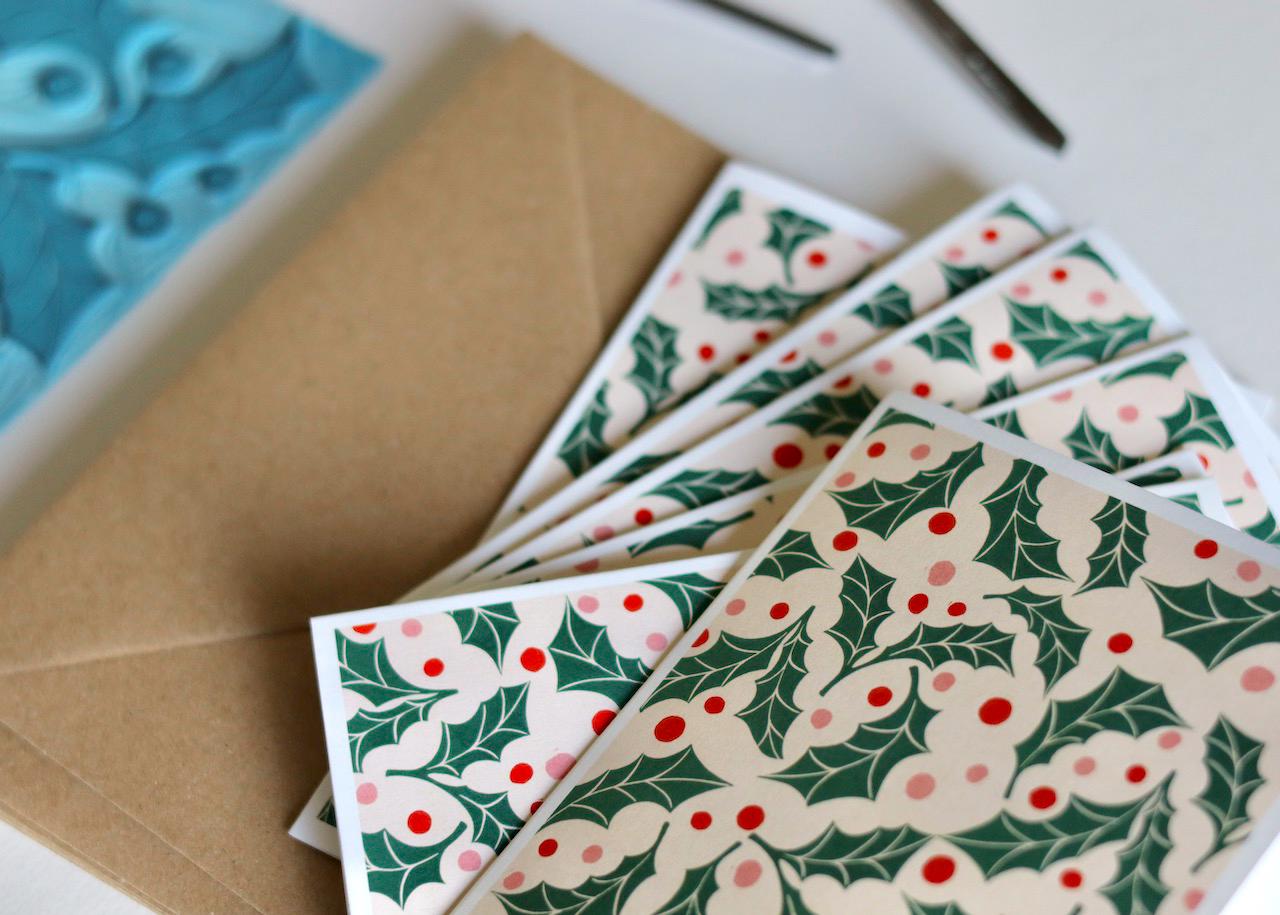 Adventures in Print notecards are carefully printed in-house, cut and creased by hand. They feature Pamela’s original linocut artwork in a modern and colourful palette.