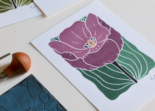 Adventures in Print art prints are carefully printed in-house and signed by hand. They feature Pamela’s original linocut artwork in a modern and colourful palette.